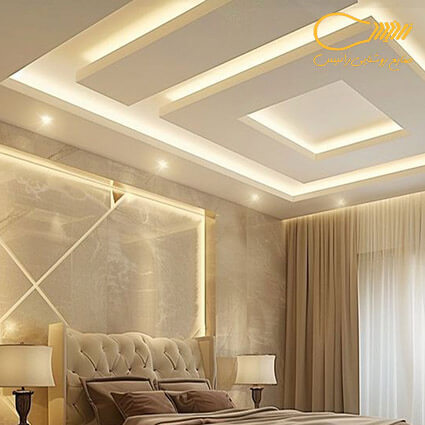 نورپردازی سقف و دیوار اتاق خواب