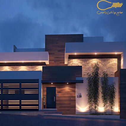 نورپردازی نمای ساختمان یک طبقه